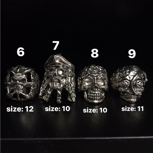 1pc Skull Antique Silver Biker Unisex Rings (9 different designs) - Picture 4 of 5